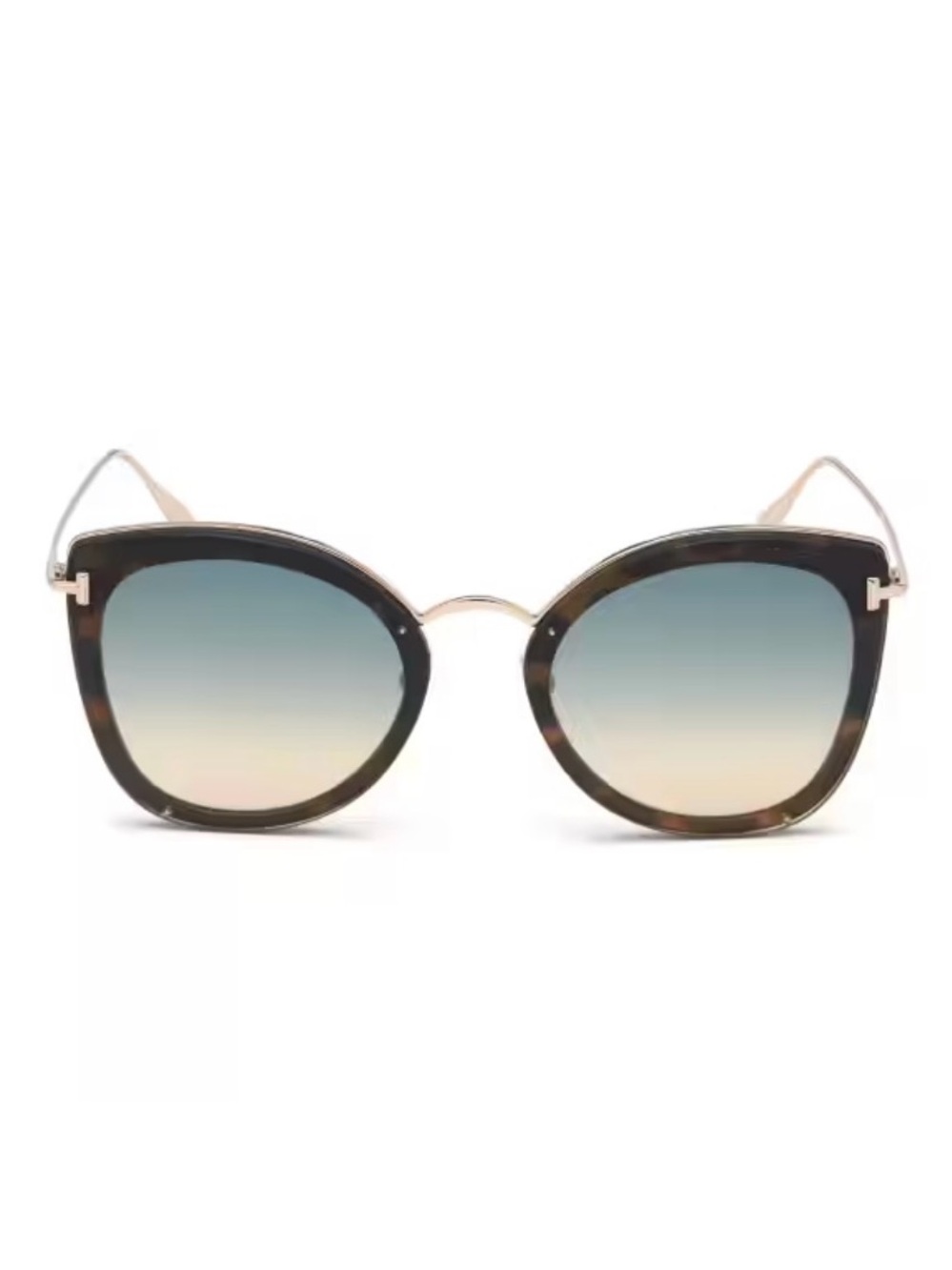 Tom Ford Charlotte TF657 53P Blonde Havana Green Gradient Butterfly Sunglasses